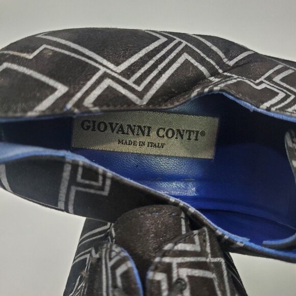 GIOVANNI CONTI SUEDE LEATHER DESIGN SHINY DRESS SHOE LACE LOAFERS BLACK 42 US 9 - Picture 7 of 7